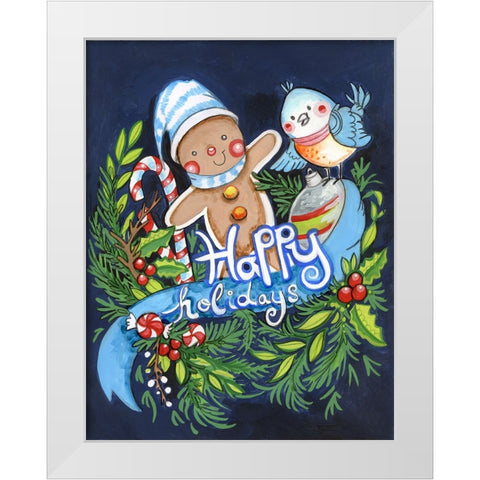 Happy Holidays White Modern Wood Framed Art Print by Wade, Valarie