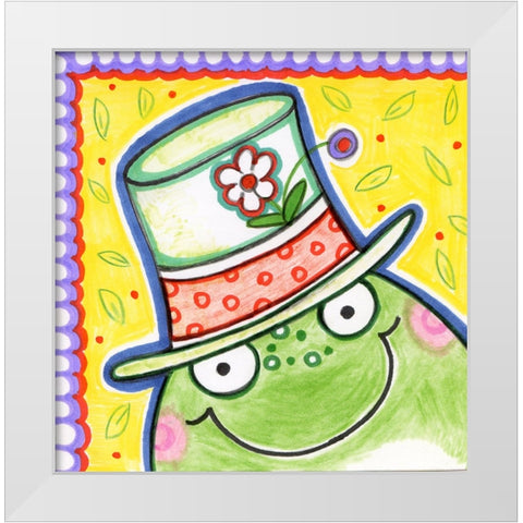 Frog Face White Modern Wood Framed Art Print by Wade, Valarie