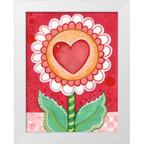 Love Flower White Modern Wood Framed Art Print by Wade, Valarie