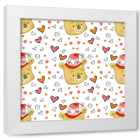 Happy Bear White Modern Wood Framed Art Print by Wade, Valarie