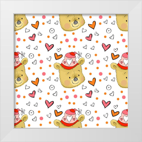 Happy Bear White Modern Wood Framed Art Print by Wade, Valarie