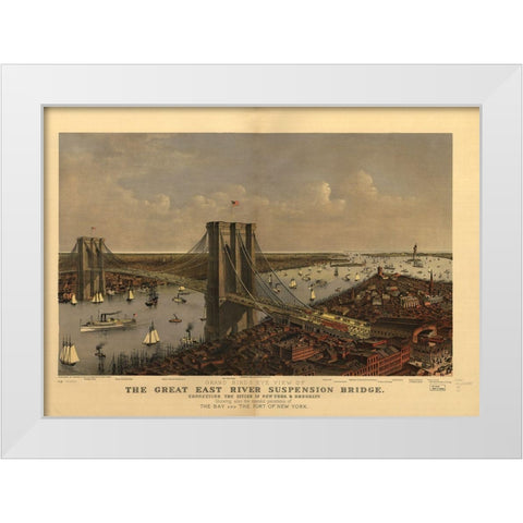 Brooklyn Bridge White Modern Wood Framed Art Print by Vintage Apple Collection