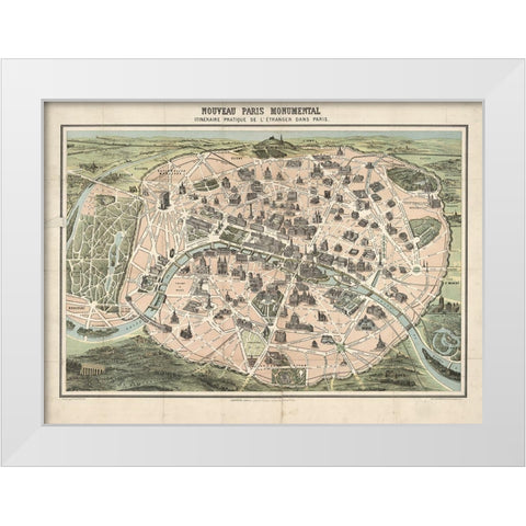 Paris II White Modern Wood Framed Art Print by Vintage Apple Collection