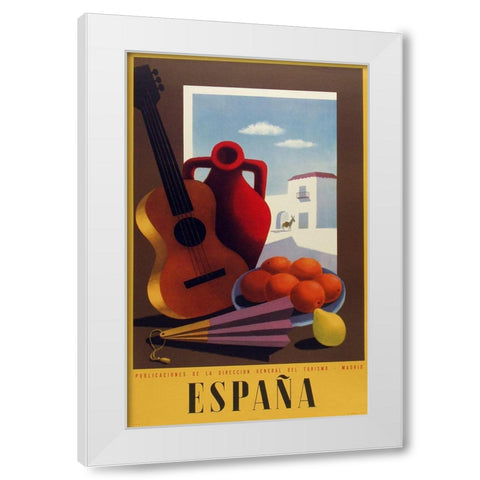 Espana White Modern Wood Framed Art Print by Vintage Apple Collection