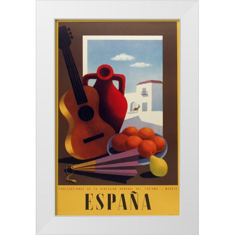 Espana White Modern Wood Framed Art Print by Vintage Apple Collection