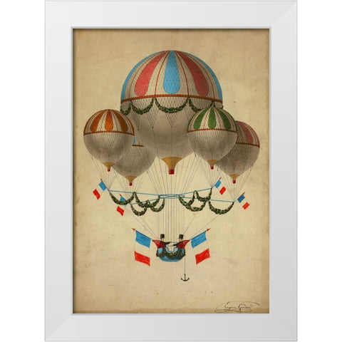 Hot Air Balloon 17 White Modern Wood Framed Art Print by Vintage Apple Collection