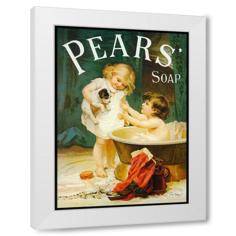 Pears II White Modern Wood Framed Art Print by Vintage Apple Collection