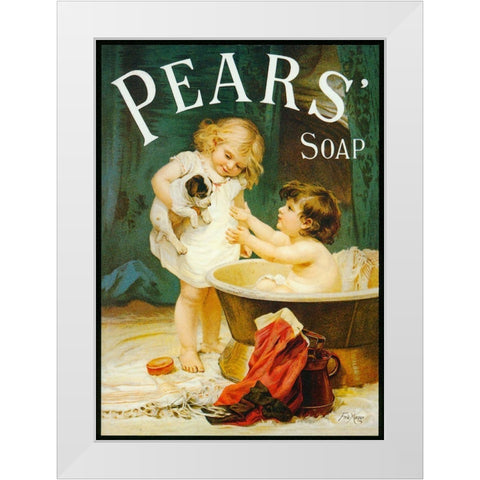 Pears II White Modern Wood Framed Art Print by Vintage Apple Collection