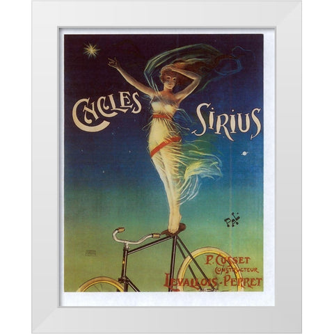 Sirius Cycles White Modern Wood Framed Art Print by Vintage Apple Collection