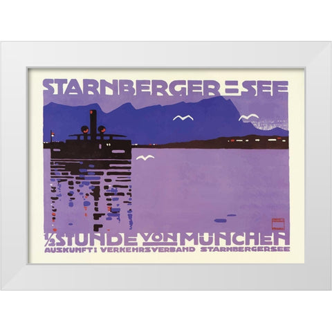 Starnberger See White Modern Wood Framed Art Print by Vintage Apple Collection