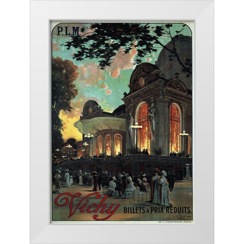Vichy France White Modern Wood Framed Art Print by Vintage Apple Collection
