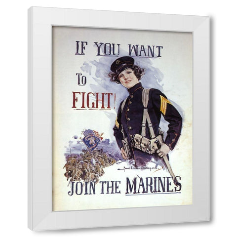 Woman Marines Want to Fight White Modern Wood Framed Art Print by Vintage Apple Collection