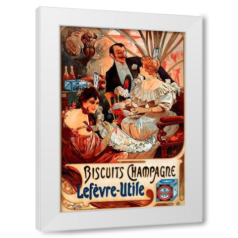 Mucha Biscuits Champagne Lefevre-Utile White Modern Wood Framed Art Print by Vintage Apple Collection