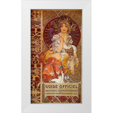 Mucha Guide Officiel White Modern Wood Framed Art Print by Vintage Apple Collection