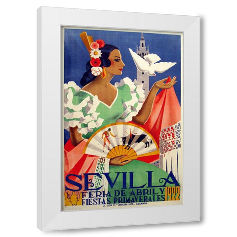 Sevilla 1922 White Modern Wood Framed Art Print by Vintage Apple Collection