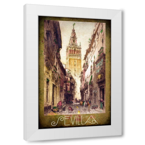 Sevilla Street Scene White Modern Wood Framed Art Print by Vintage Apple Collection
