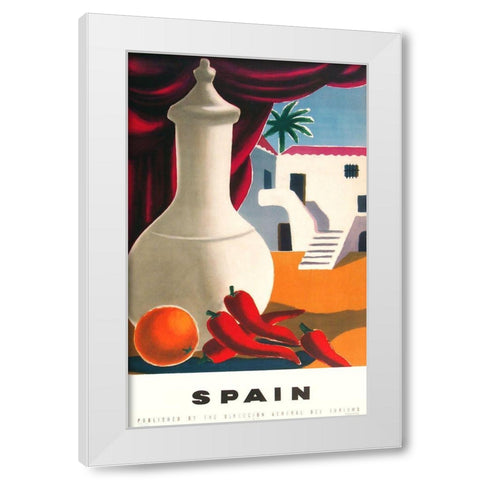 Spain Peppers White Modern Wood Framed Art Print by Vintage Apple Collection