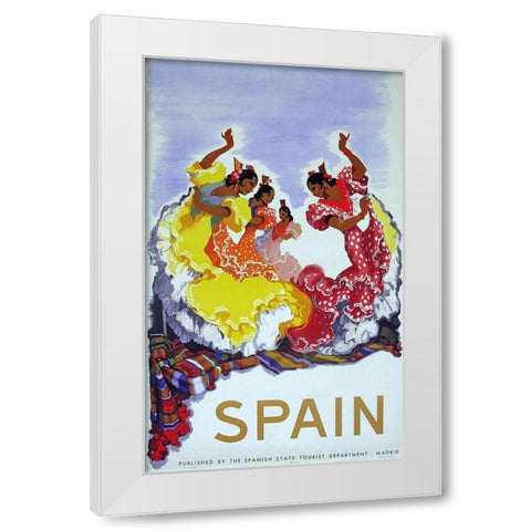 Spain Ladies White Modern Wood Framed Art Print by Vintage Apple Collection