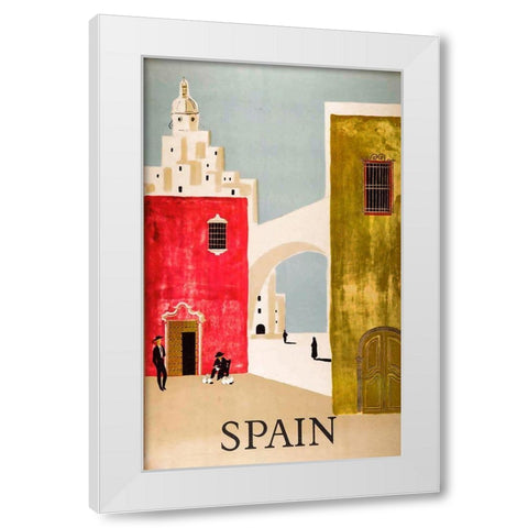 Vintage Travel to Spain White Modern Wood Framed Art Print by Vintage Apple Collection