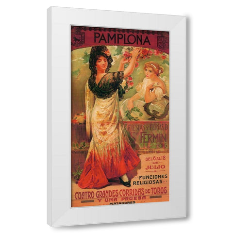 Pamplona I White Modern Wood Framed Art Print by Vintage Apple Collection