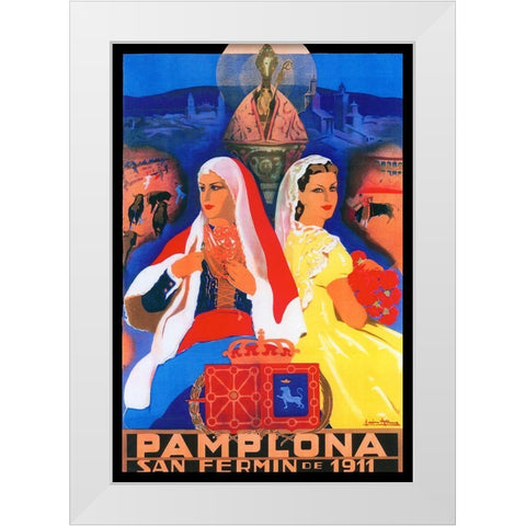 Pamplona XII White Modern Wood Framed Art Print by Vintage Apple Collection