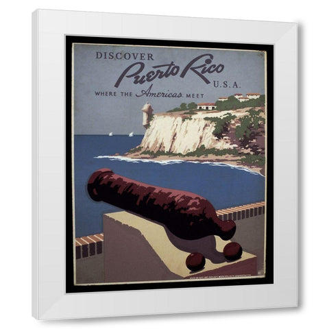 Puerto Rico White Modern Wood Framed Art Print by Vintage Apple Collection