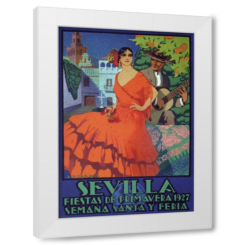 Sevilla Red White Modern Wood Framed Art Print by Vintage Apple Collection