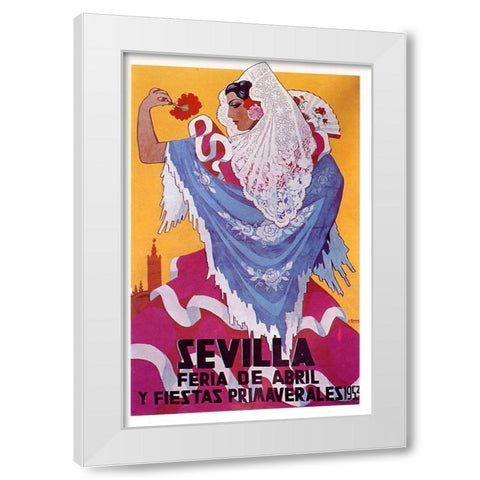 Sevilla April White Modern Wood Framed Art Print by Vintage Apple Collection