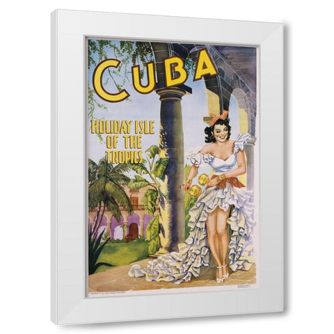 Cuba White Modern Wood Framed Art Print by Vintage Apple Collection