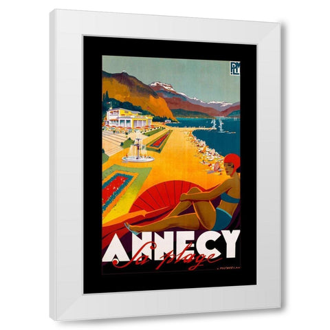 Annecy White Modern Wood Framed Art Print by Vintage Apple Collection