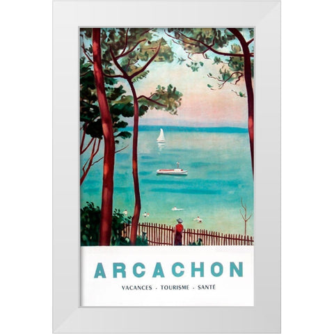 Arachon France White Modern Wood Framed Art Print by Vintage Apple Collection