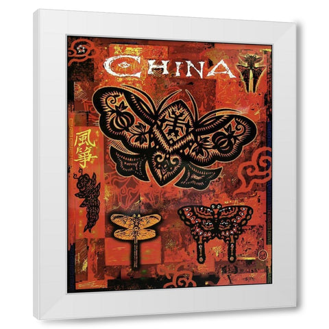 China travel poster White Modern Wood Framed Art Print by Vintage Apple Collection