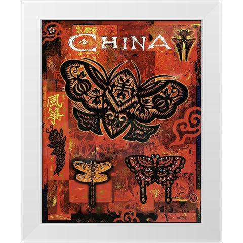 China travel poster White Modern Wood Framed Art Print by Vintage Apple Collection
