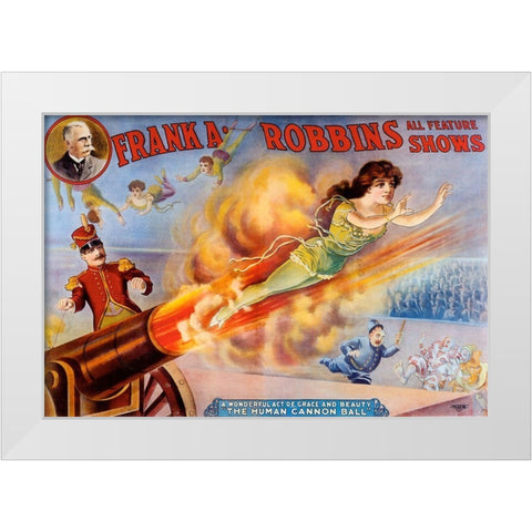 Frank Robbins Circus White Modern Wood Framed Art Print by Vintage Apple Collection