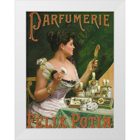 Parfumerie White Modern Wood Framed Art Print by Vintage Apple Collection