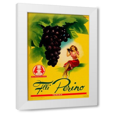 Gianrosa 1955 - Grapes White Modern Wood Framed Art Print by Vintage Apple Collection