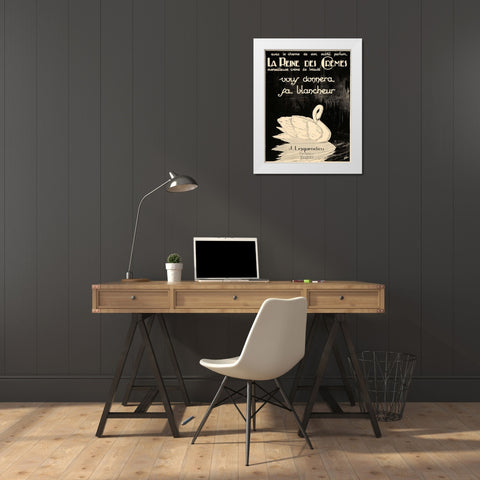 Swan Cremes White Modern Wood Framed Art Print by Vintage Apple Collection