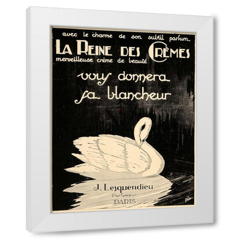 Swan Cremes White Modern Wood Framed Art Print by Vintage Apple Collection