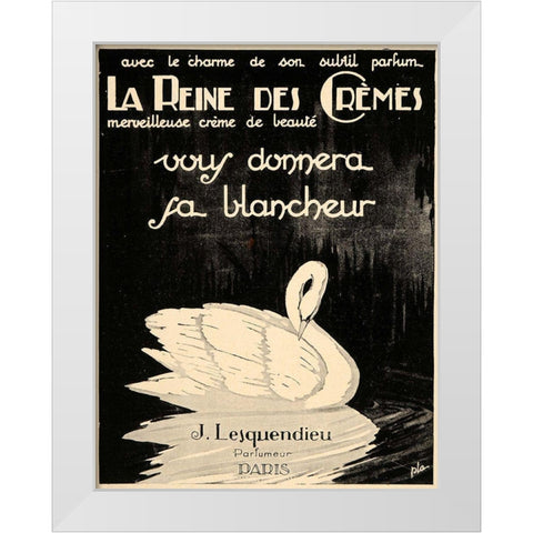 Swan Cremes White Modern Wood Framed Art Print by Vintage Apple Collection