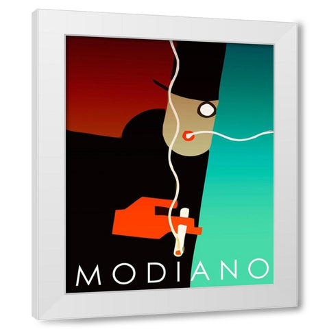 Modiano Cig White Modern Wood Framed Art Print by Vintage Apple Collection