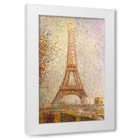 Eiffel Tower by Seurat White Modern Wood Framed Art Print by Vintage Apple Collection