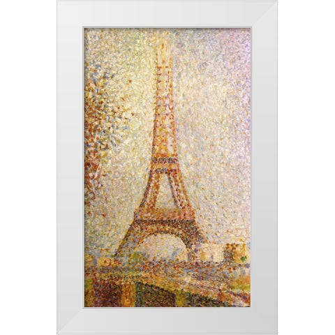 Eiffel Tower by Seurat White Modern Wood Framed Art Print by Vintage Apple Collection
