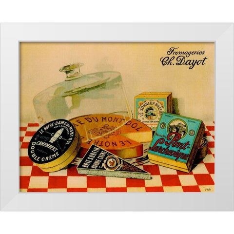 Vintage Cheese - Fromage White Modern Wood Framed Art Print by Vintage Apple Collection