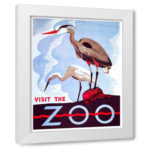 visit the zoo White Modern Wood Framed Art Print by Vintage Apple Collection