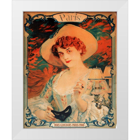 Paris Mardis Gras White Modern Wood Framed Art Print by Vintage Apple Collection