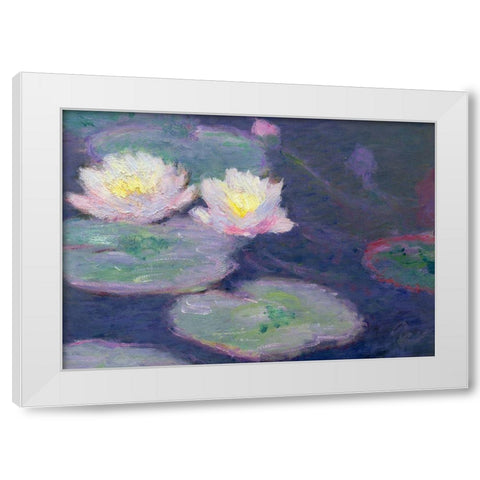 Monet-Crop Water Lilies White Modern Wood Framed Art Print by Vintage Apple Collection