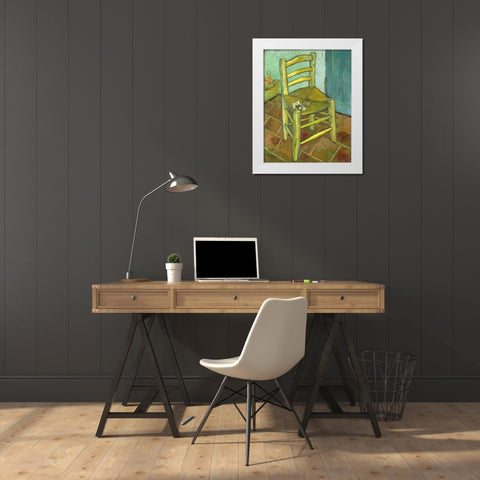 Van Gogh-Vincents Chair with His Pipe White Modern Wood Framed Art Print by Vintage Apple Collection