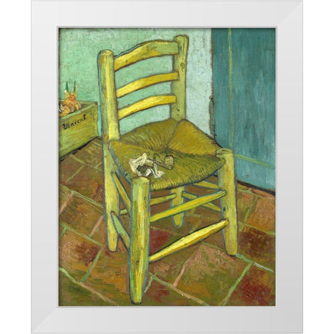 Van Gogh-Vincents Chair with His Pipe White Modern Wood Framed Art Print by Vintage Apple Collection