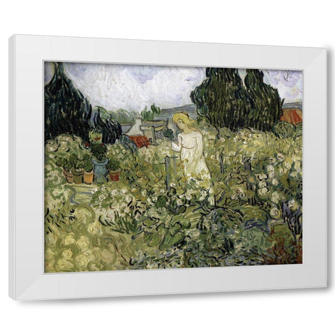 Van Gogh-Marguerite Gachet In The Garden White Modern Wood Framed Art Print by Vintage Apple Collection