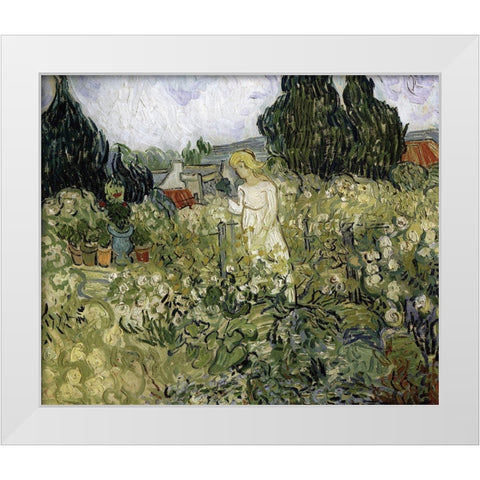 Van Gogh-Marguerite Gachet In The Garden White Modern Wood Framed Art Print by Vintage Apple Collection